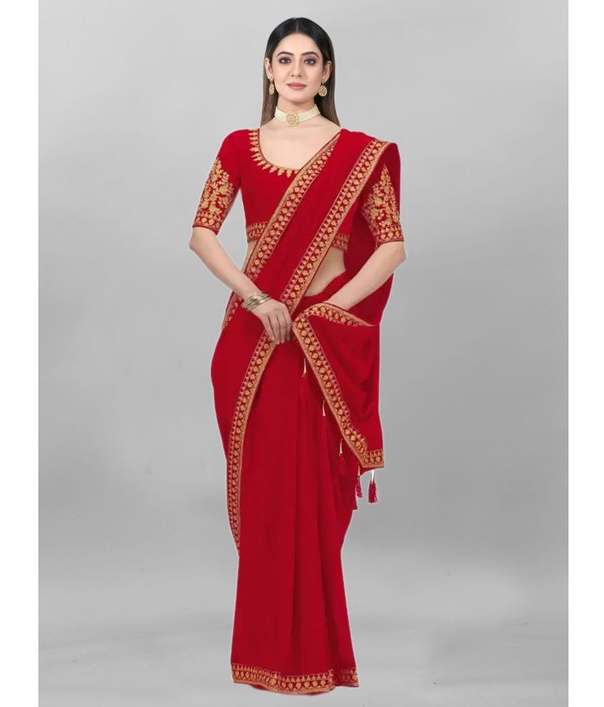     			JULEE - Red Silk Saree With Blouse Piece ( Pack of 1 )