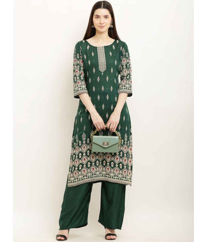     			Pret By Kefi - Green Straight Rayon Women's Stitched Salwar Suit ( Pack of 1 )