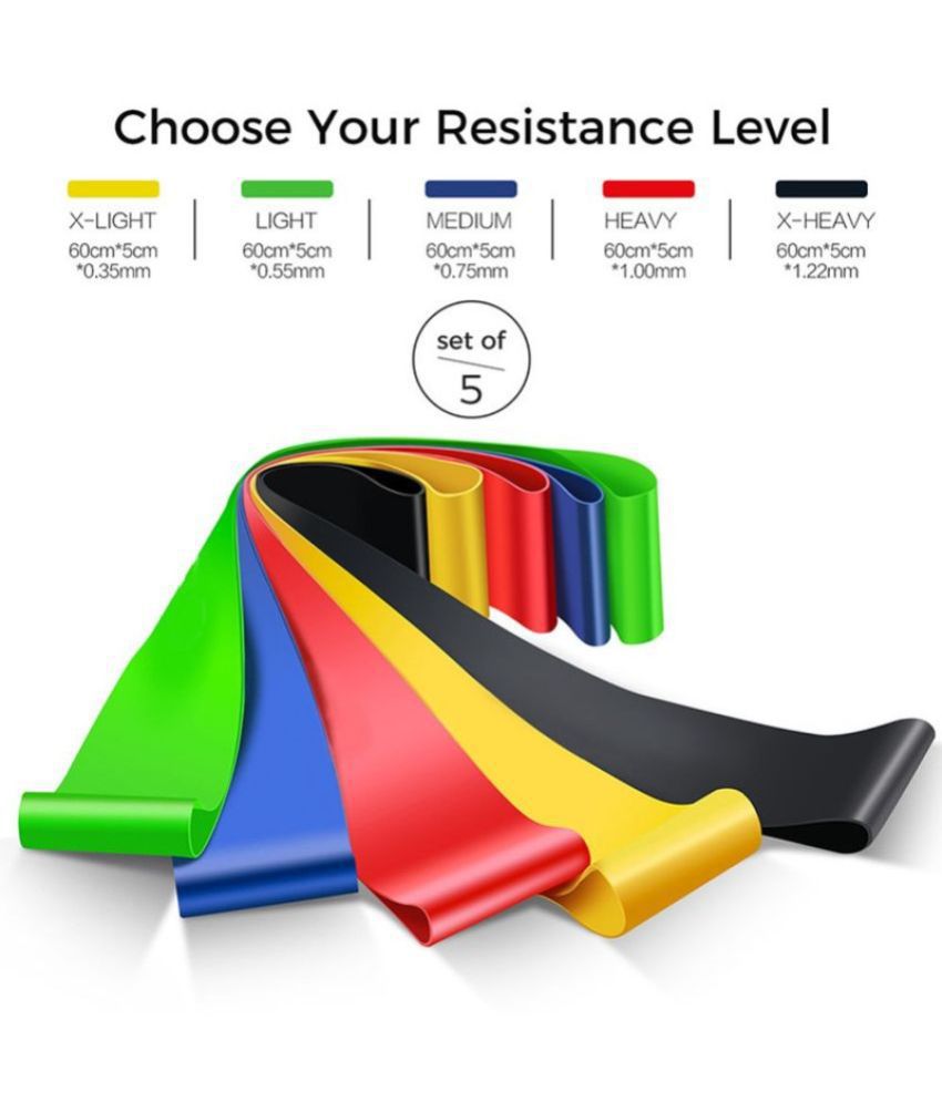     			Resistance Loop Bands for Legs and Butt Set, Gym and Yoga Resistance Exercise Bands Workout Training Bands for Home Fitness, Crossfit, Elastic Strength Squat Band Beginner- 5PCS