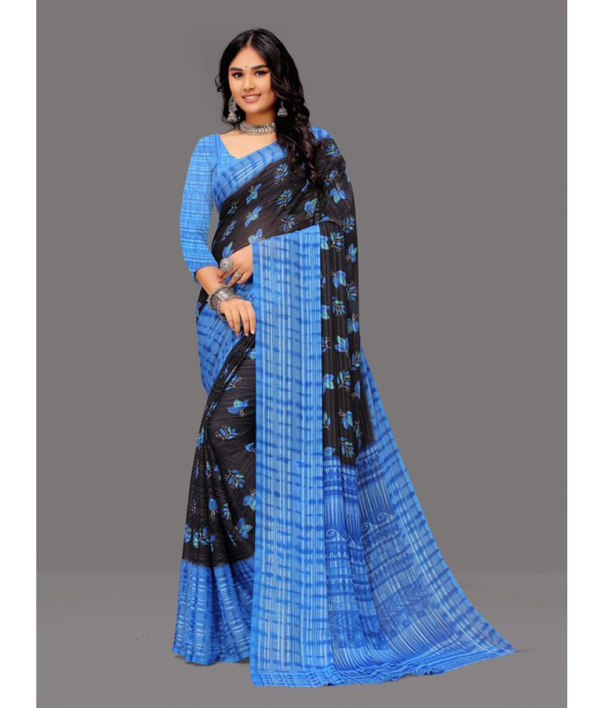     			Sitanjali Lifestyle - Blue Georgette Saree With Blouse Piece ( Pack of 1 )