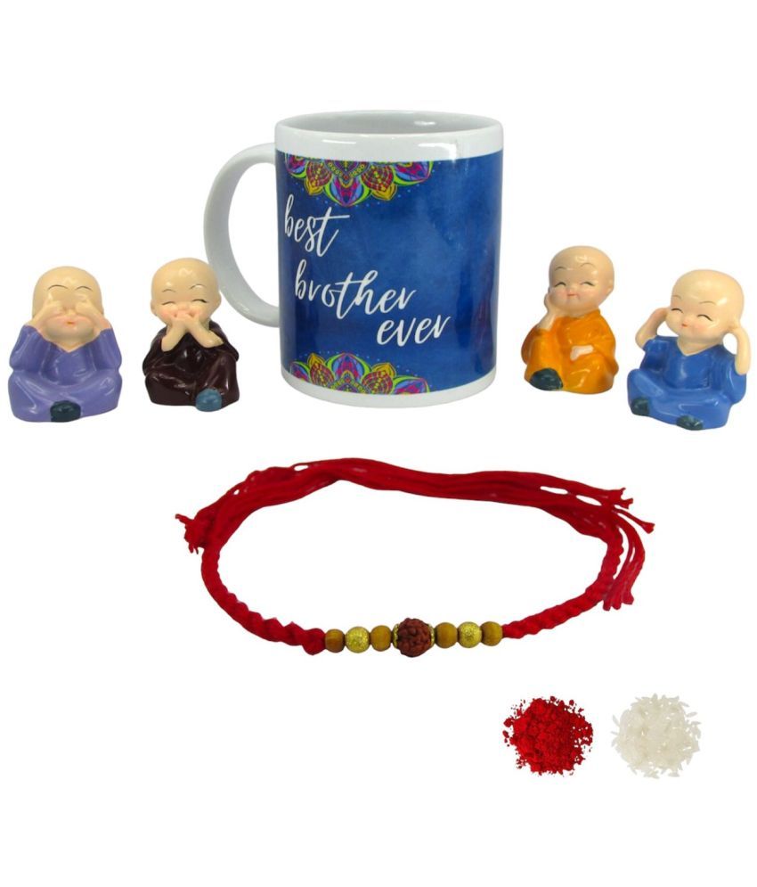     			THRIFTKART Rakhi Set Multicolour RAKHI WITH 1PC MUG, 4PC MONK SET FOR BHAI