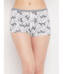 Clovia Cotton Printed Women's Boy Shorts ( Grey )