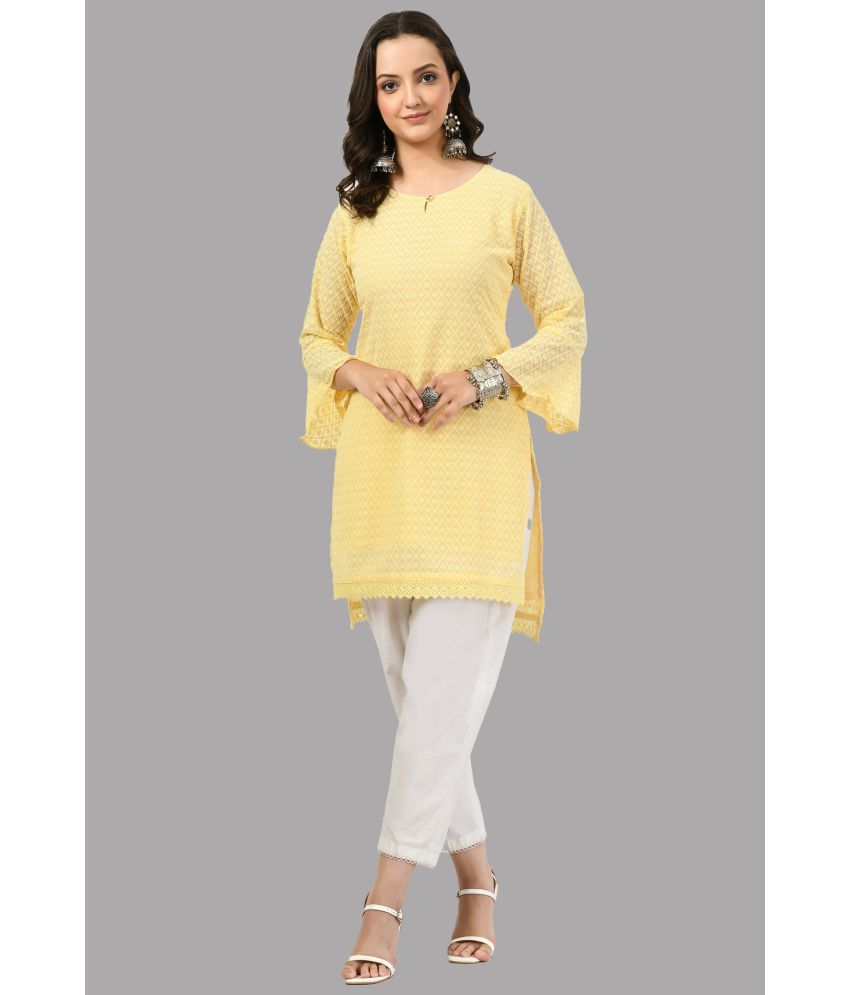     			MAURYA - Yellow Rayon Women's Tunic ( Pack of 1 )