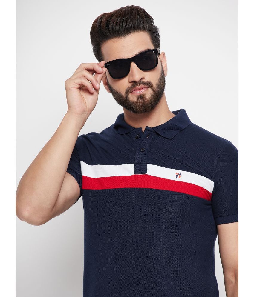    			MXN - Navy Blue Cotton Blend Regular Fit Men's Polo T Shirt ( Pack of 1 )
