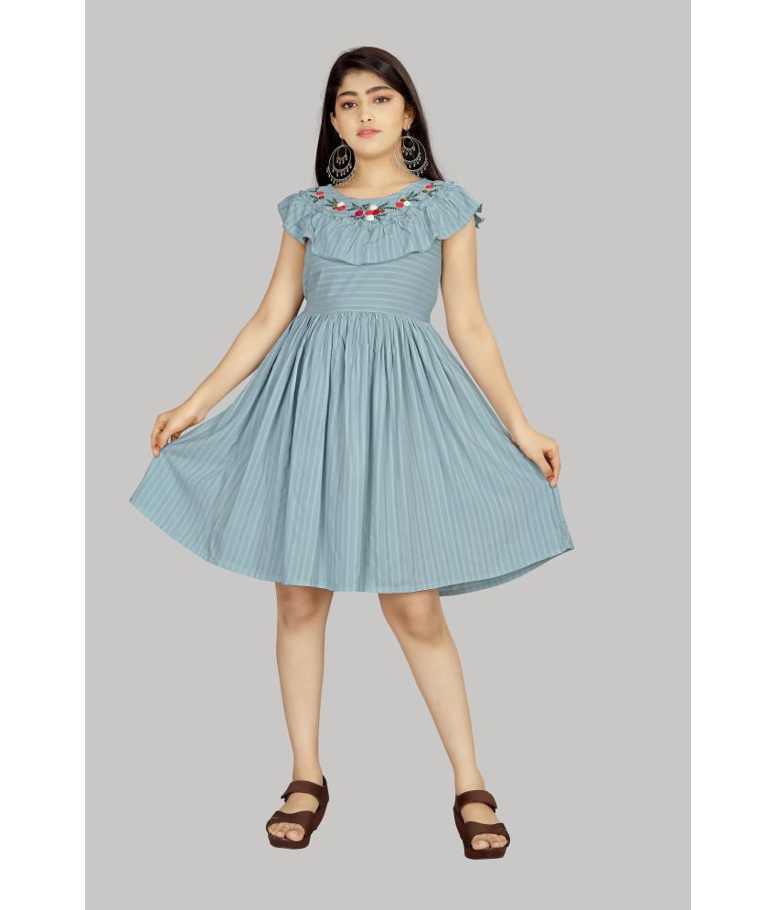     			R K Maniyar - Blue Rayon Girls A-line Dress ( Pack of 1 )