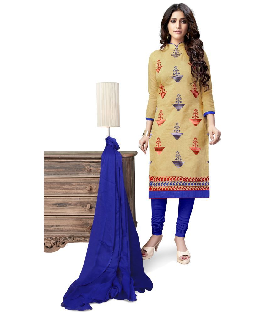     			Apnisha - Unstitched Yellow Chanderi Dress Material ( Pack of 1 )