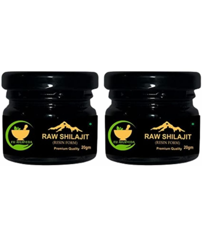     			FIJ AYURVEDA Pure Ayurvedic Raw Shilajit/Shilajit Resin (Semi Liquid) Supports Power, Energy & Vitality - 40Gm (Pack of 2)