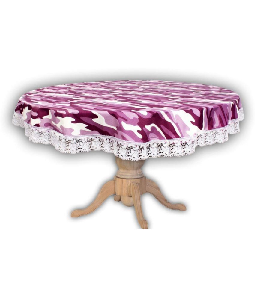     			HOMETALES Printed PVC 4 Seater Round Table Cover ( 152 x 152 ) cm Pack of 1 Maroon