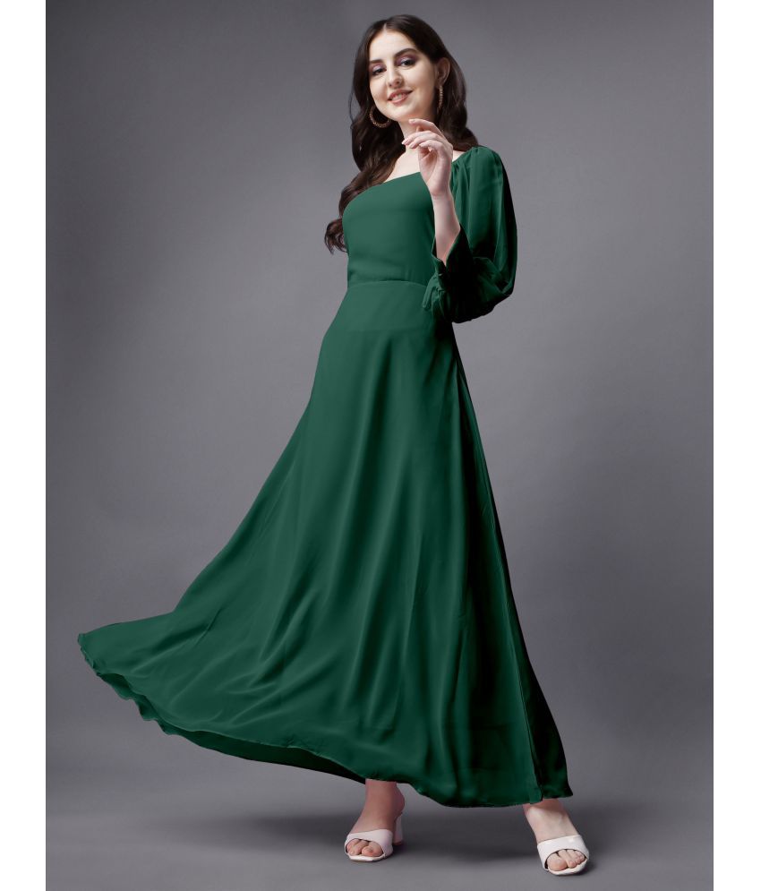     			JASH CREATION - Green Georgette Women's Fit & Flare Dress ( Pack of 1 )