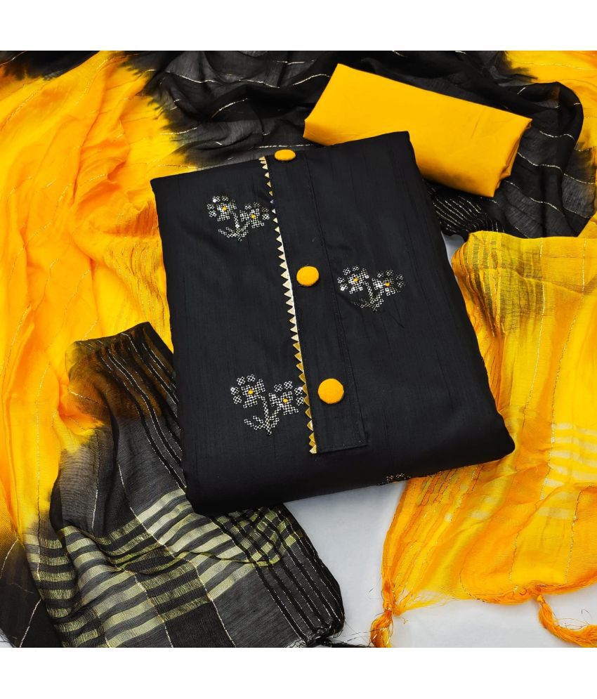     			JULEE - Unstitched Black Silk Dress Material ( Pack of 1 )