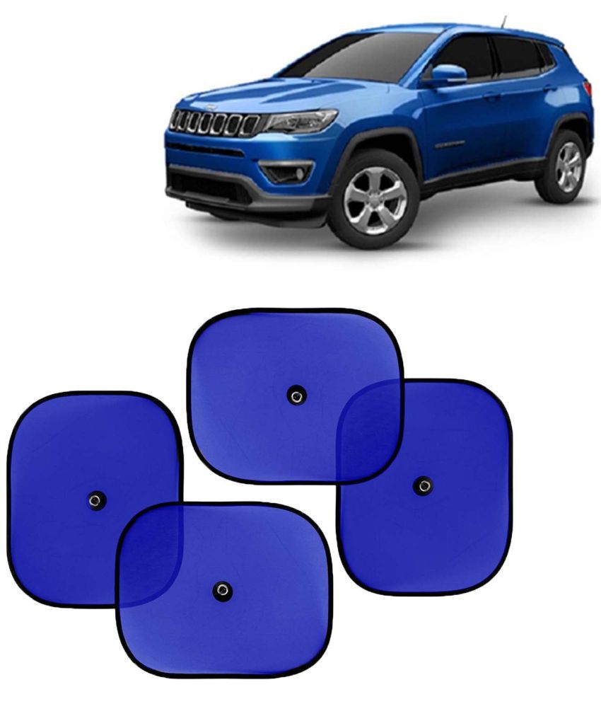     			Kingsway Car Window Curtain Sticky Sun Shades for Jeep Compass, 2017 - 2020 Model, Universal Fit Sunshades for Side Window, Rear Window, Color : Blue, 4 Pieces