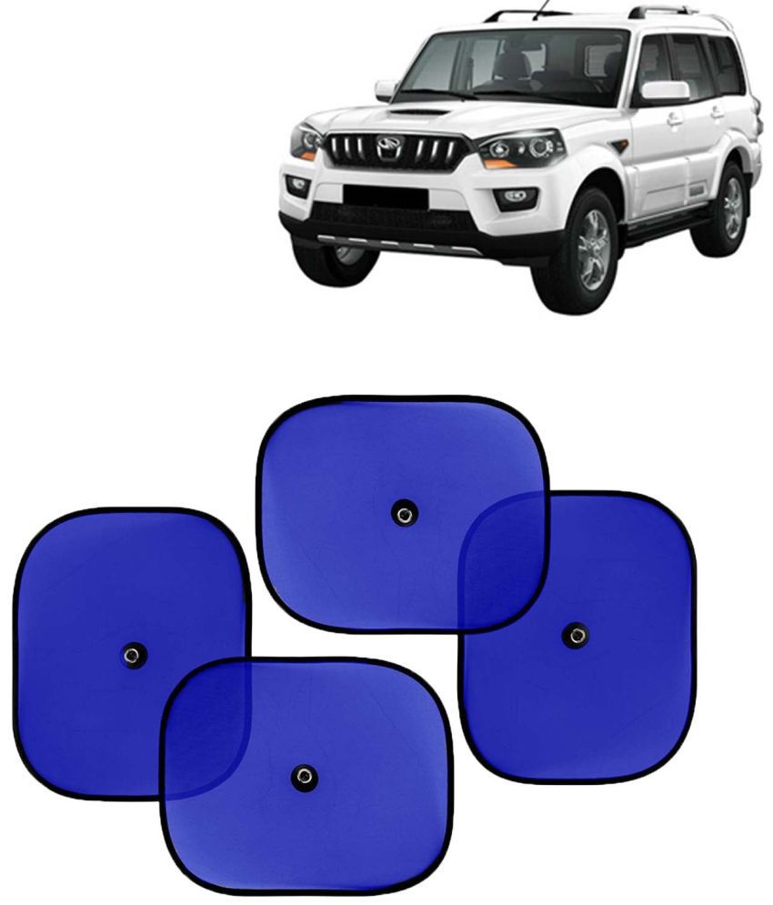     			Kingsway Car Window Curtain Sticky Sun Shades for Mahindra Scorpio, 2014 - 2018 Model, Universal Fit Sunshades for Side Window, Rear Window, Color : Blue, 4 Pieces