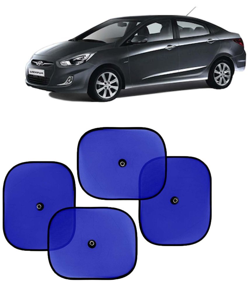     			Kingsway Car Window Curtain Sticky Sun Shades for Hyundai Verna, 2006 - 2010 Model, Universal Fit Sunshades for Side Window, Rear Window, Color : Blue, 4 Pieces