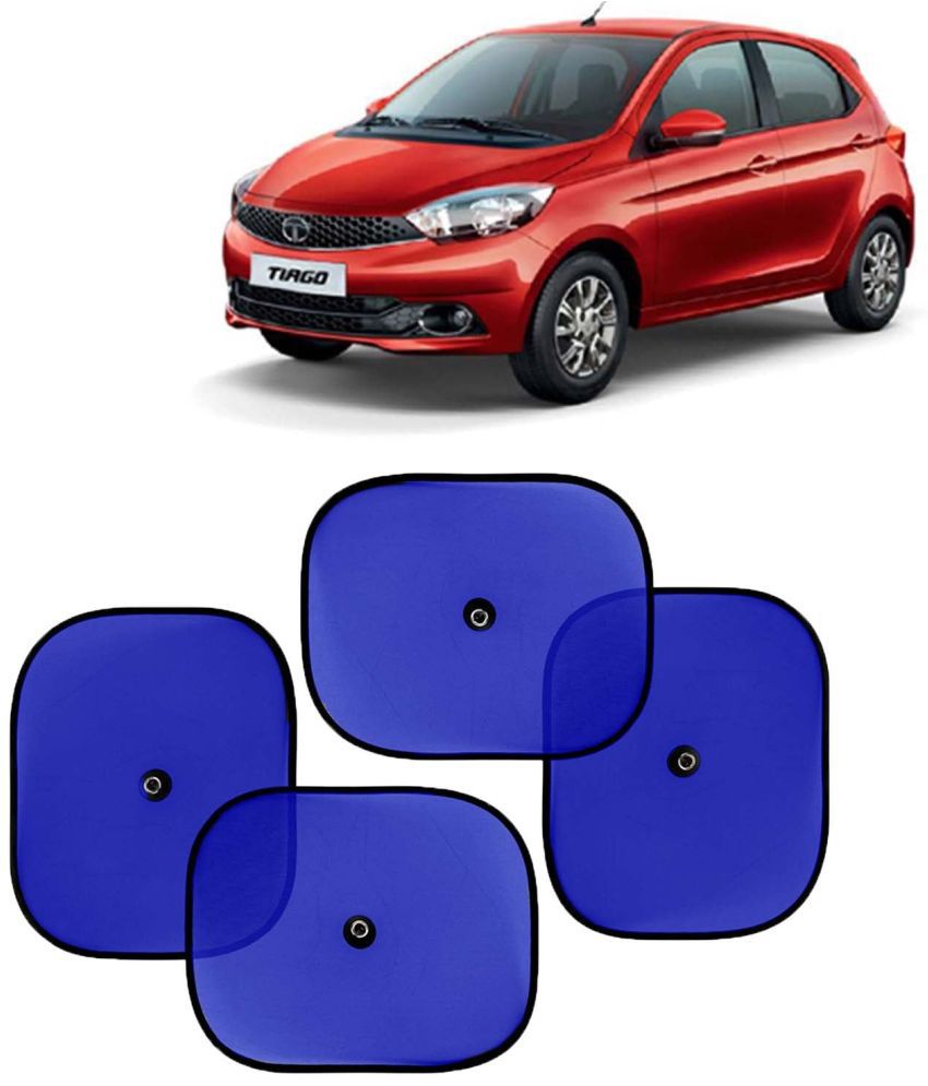     			Kingsway Car Window Curtain Sticky Sun Shades for Tata Tiago, 2016 - 2020 Model, Universal Fit Sunshades for Side Window, Rear Window, Color : Blue, 4 Pieces