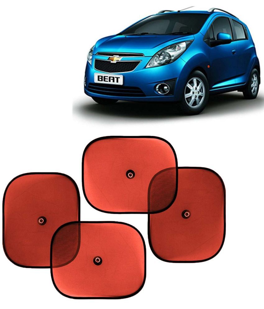    			Kingsway Car Window Curtain Sticky Sun Shades for Chevrolet Beat, 2009 - 2017 Model, Universal Fit Sunshades for Side Window, Rear Window, Color : Red, 4 Pieces
