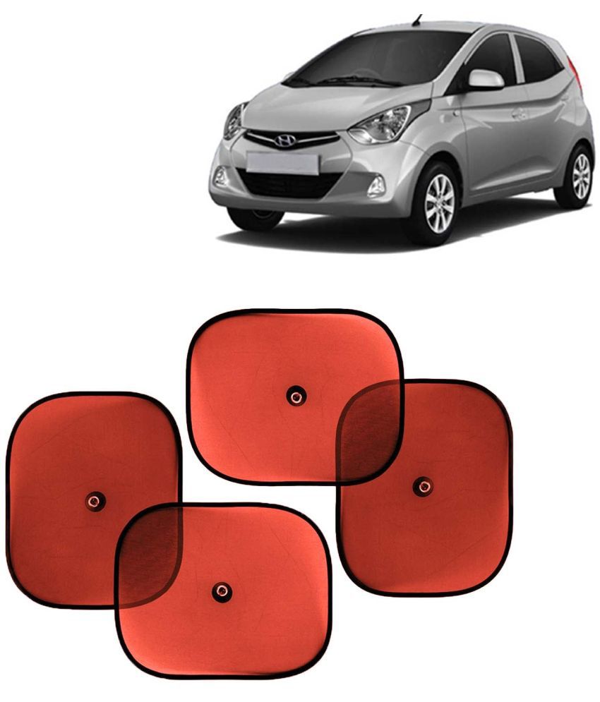     			Kingsway Car Window Curtain Sticky Sun Shades for Hyundai Eon, 2011 - 2019 Model, Universal Fit Sunshades for Side Window, Rear Window, Color : Red, 4 Pieces
