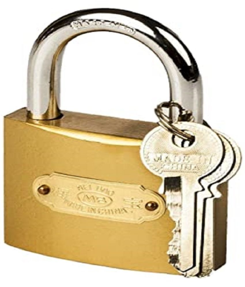     			Metal Pressing Lock 63mm Pad Lock with 3 key's Brass Polished Finish Pad Lock (PACK OF 1 )