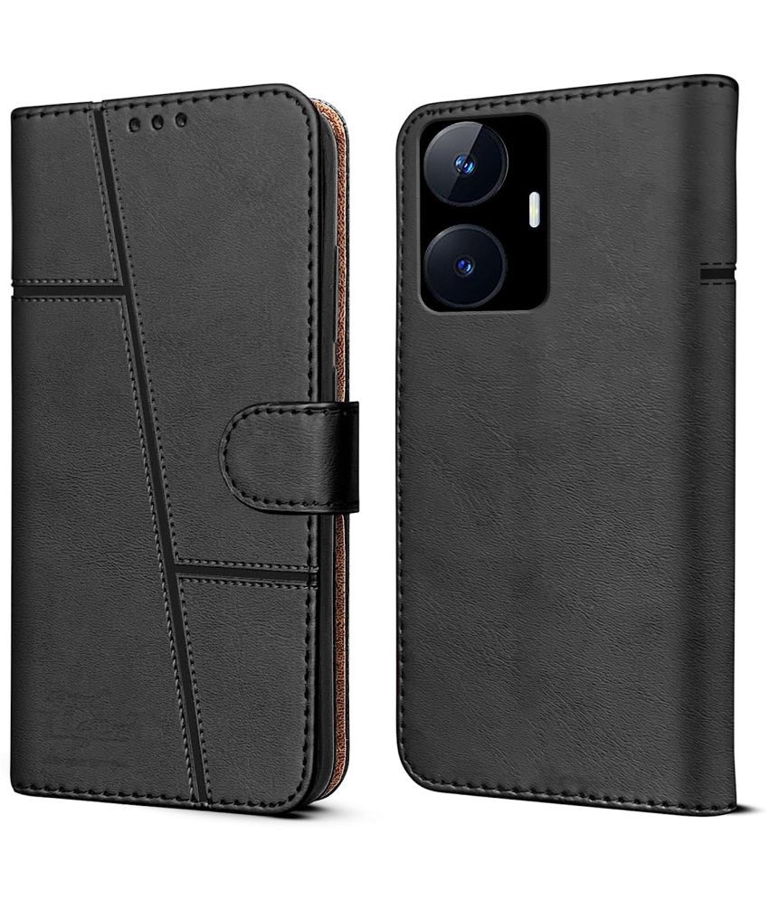     			NBOX - Black Flip Cover Artificial Leather Compatible For Realme Narzo N55 ( Pack of 1 )
