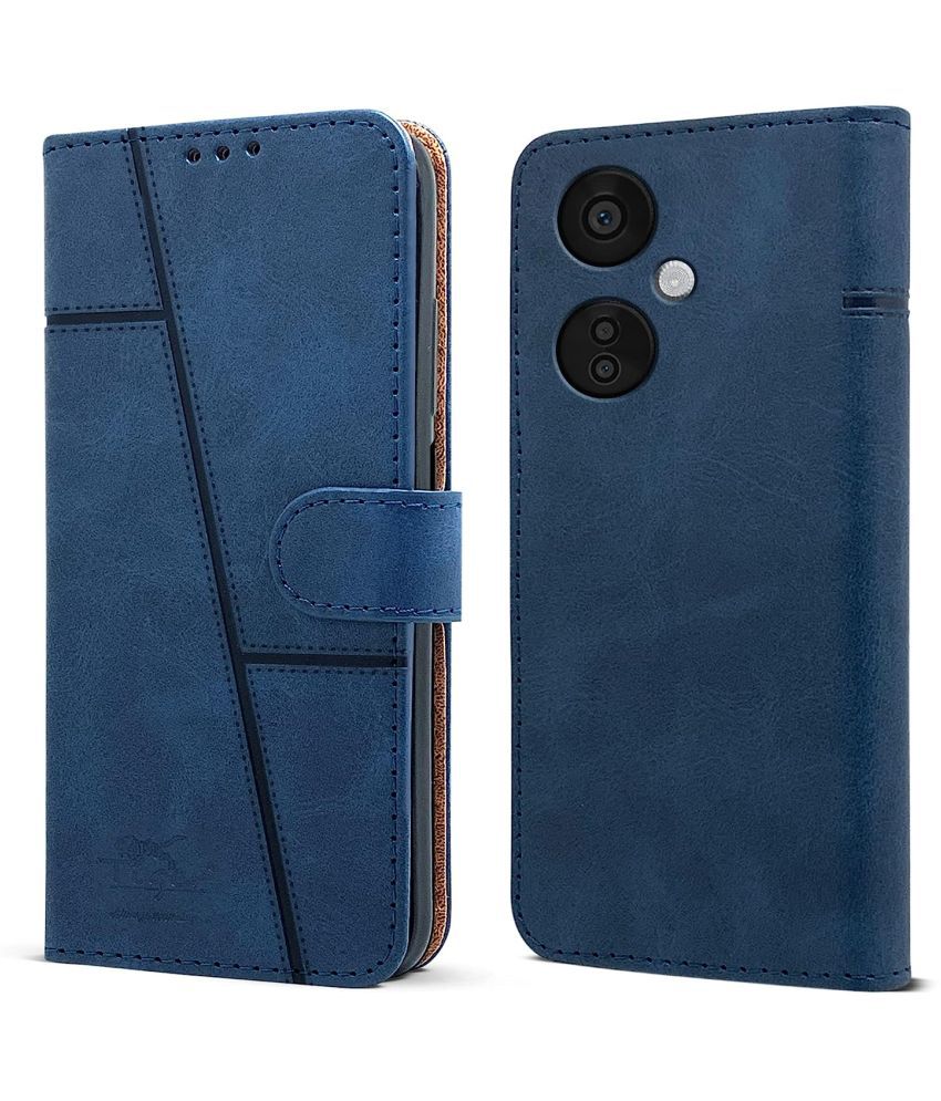     			NBOX - Blue Flip Cover Artificial Leather Compatible For Oneplus Nord CE 3 Lite 5G ( Pack of 1 )