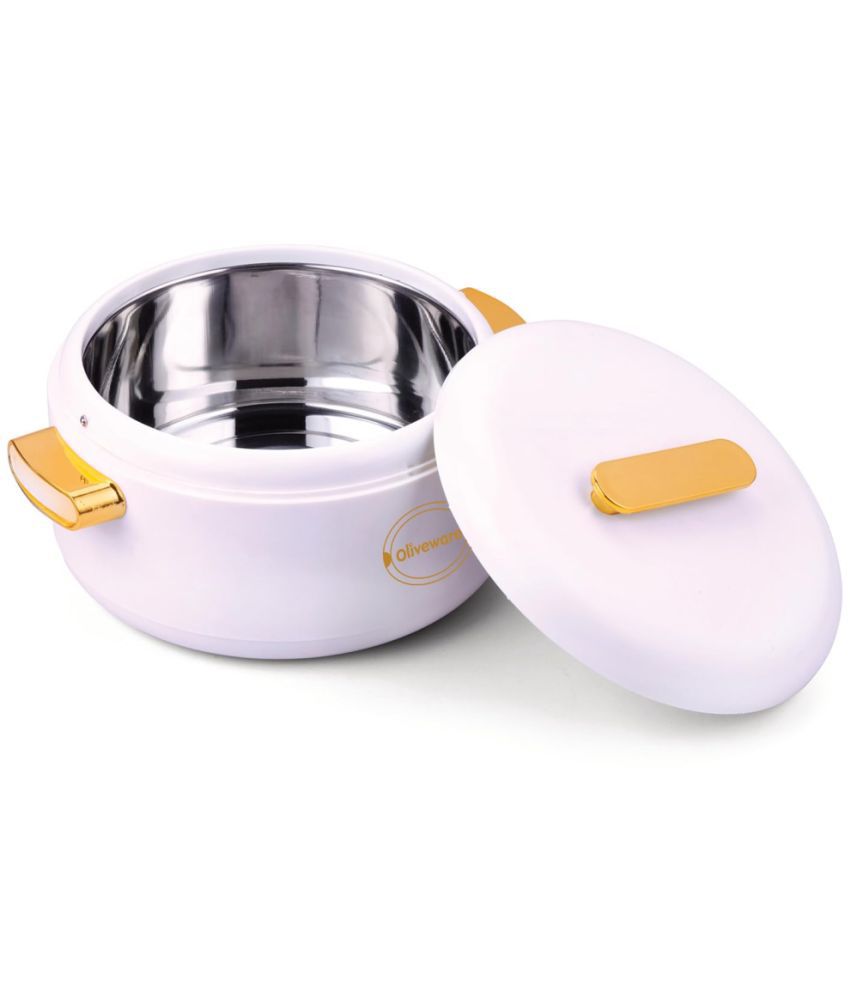     			Oliveware - White Steel Thermoware Casserole ( Set of 1 , 1000 mL )