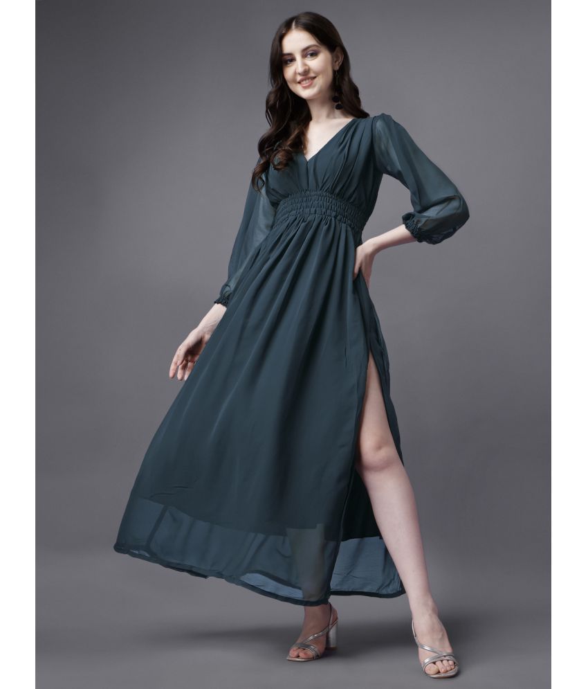     			RAIYANI FASHION - Blue Georgette Women's Side Slit Dress ( Pack of 1 )