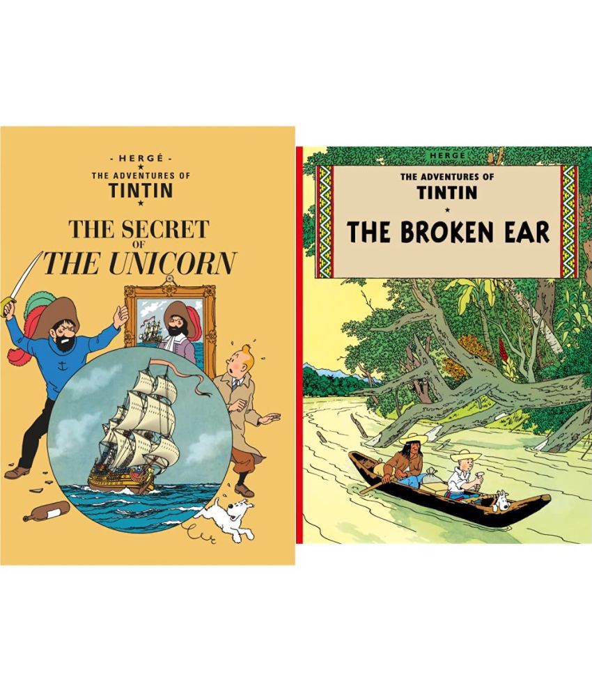     			( Set of 2 books ) Tintin The Secret Of The Unicorn+The Broken Ear (Tintin)