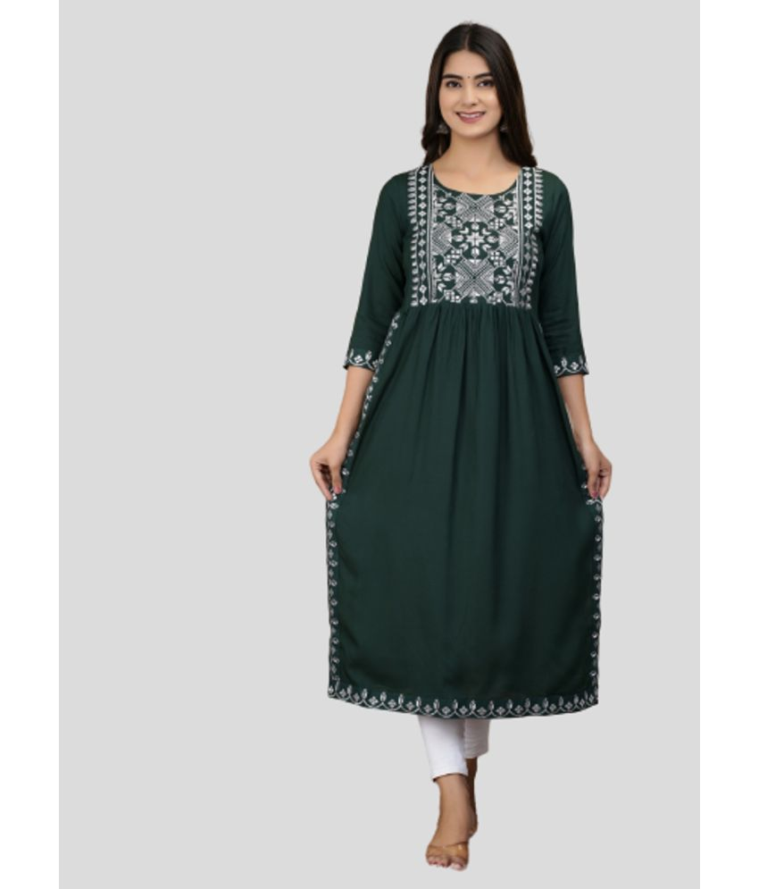     			ASHISH PRINT - Green Rayon Women's Nayra Kurti ( Pack of 1 )