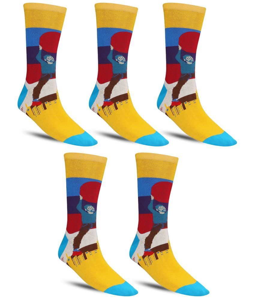     			Dollar - Cotton Men's Colorblock Yellow Full Length Socks ( Pack of 5 )