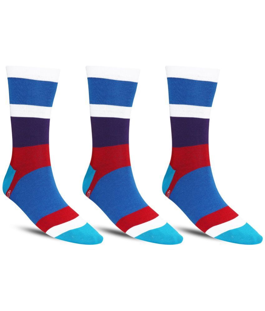     			Dollar - Cotton Men's Colorblock Blue Full Length Socks ( Pack of 3 )