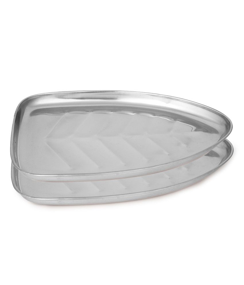     			HOMETALES 2 Pcs Stainless Steel Silver Tray