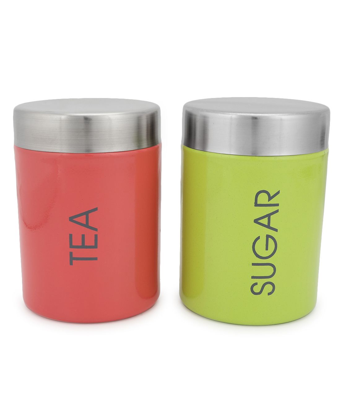     			HOMETALES - Colorful Tea Sugar Steel Multicolor Tea/Coffee/Sugar Container ( Set of 2 )