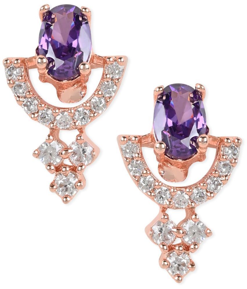     			I Jewels - Purple Stud Earrings ( Pack of 1 )