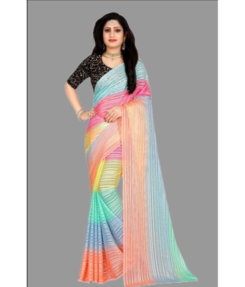     			JULEE - Multicolour Satin Saree With Blouse Piece ( Pack of 1 )