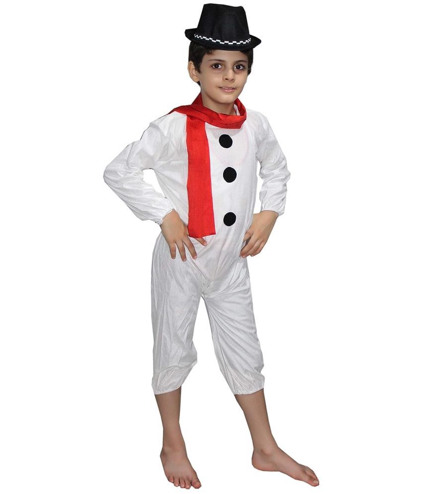     			Kaku Fancy Dresses Fairy Tales Snow Man Costume -White & Red, 5-6 Years, For Boys