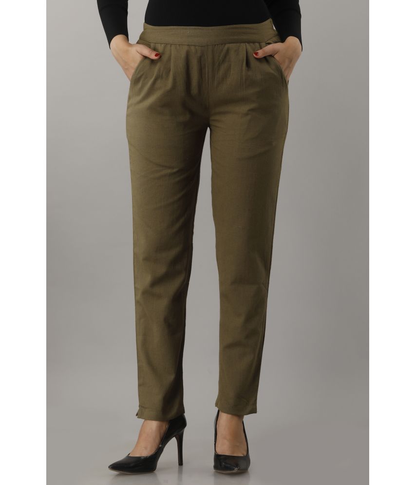     			NeshamaKurti - Green Cotton Regular Women's Casual Pants ( Pack of 1 )