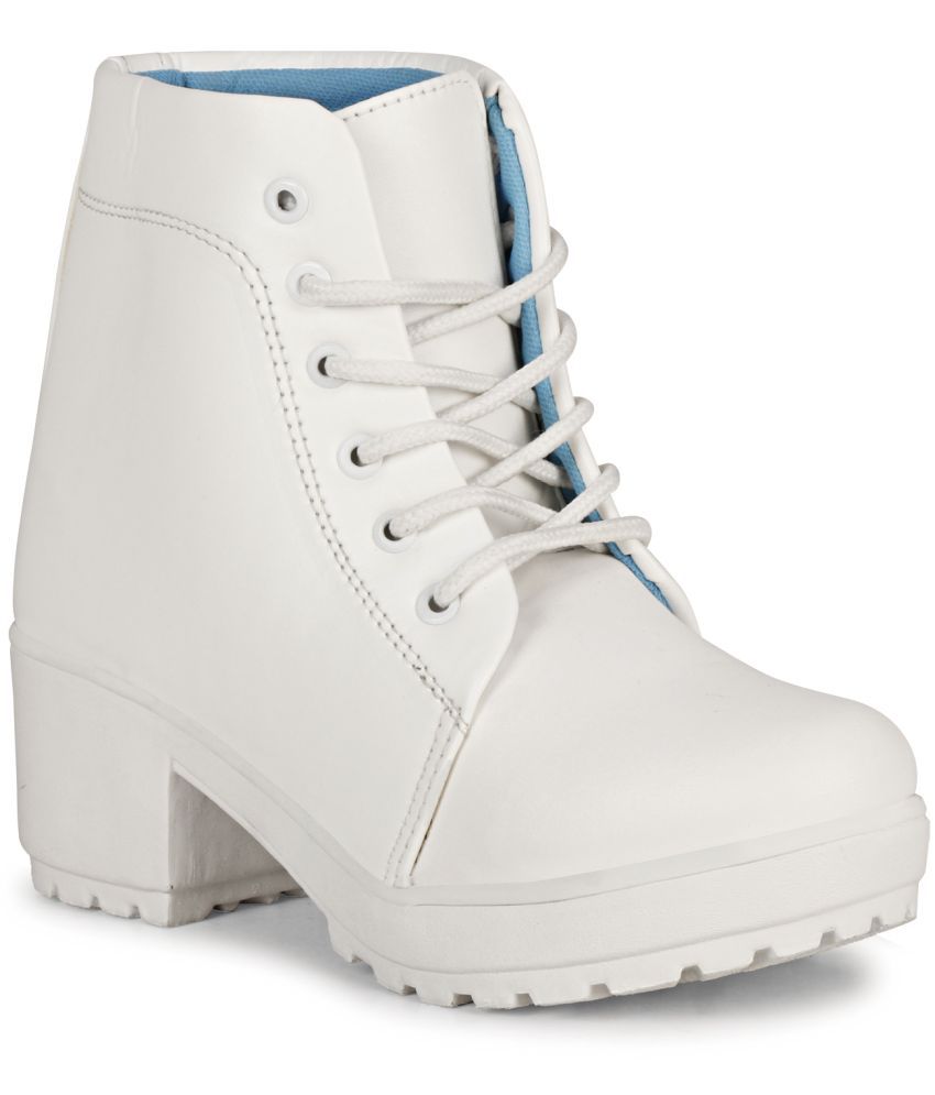     			Saheb - White Women's Ankle Length Boots