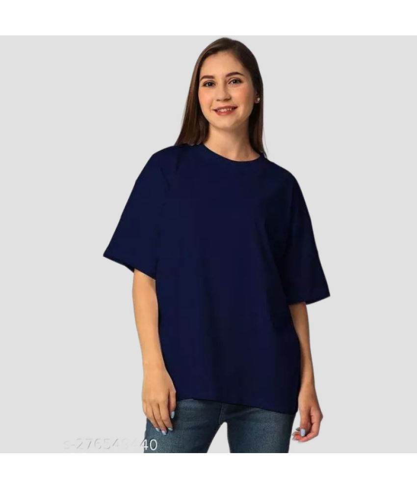     			AKTIF - Navy Cotton Loose Fit Women's T-Shirt ( Pack of 1 )