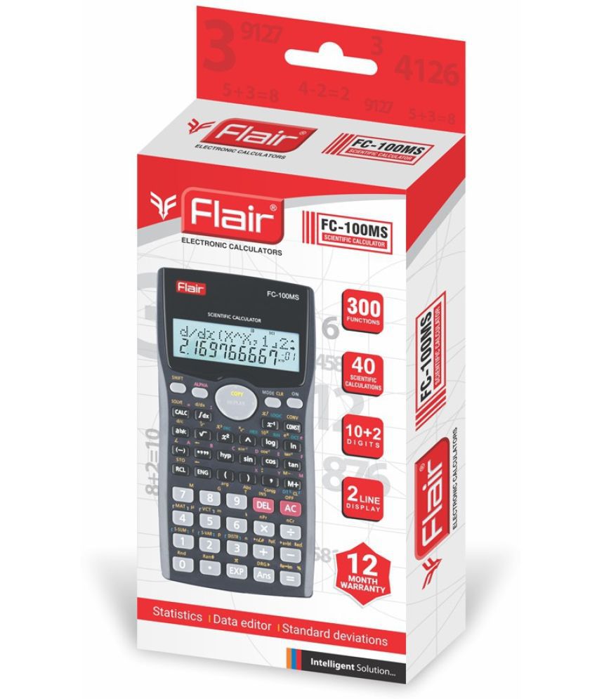     			Flair FC 100MS Scientific Calculator WITH 300 FUNCTIONS Dual Power 14 Digit Multicolor Plastic Body