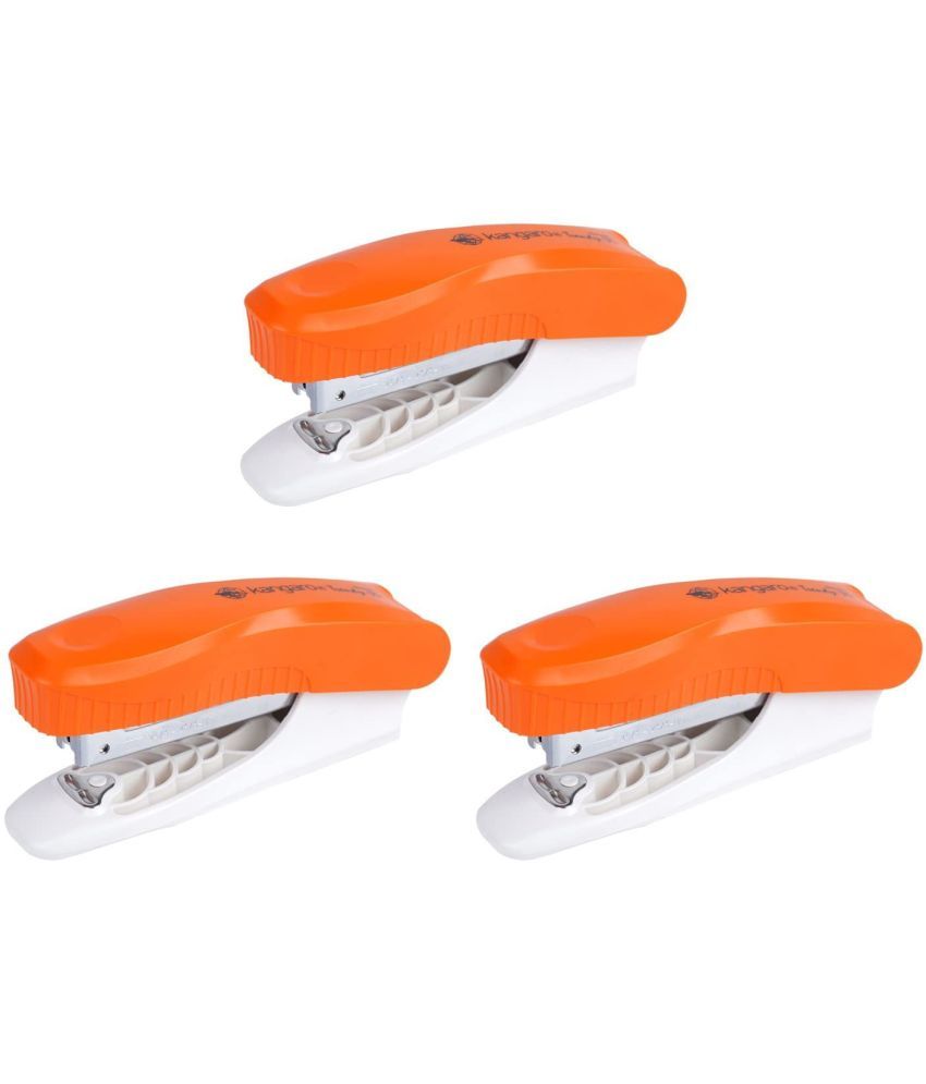     			Kangaro Desk Essentials Trendy-35 All Metal Half Strip, Orange, Set of 3 Stapler