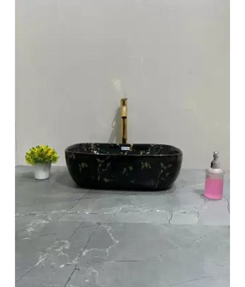     			MITILES Black Ceramic Over Counter Wash Basins