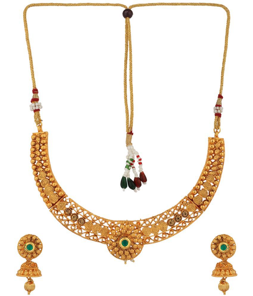     			Piah Fashion - Gold Alloy Necklace Set ( Pack of 1 )