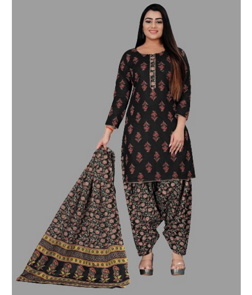     			SIMMU - Black Straight Cotton Women's Stitched Salwar Suit ( Pack of 1 )
