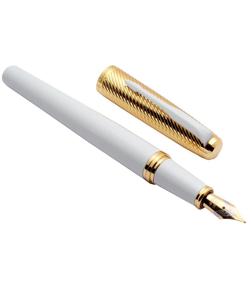     			Srpc Dikawen 8077 Golden & White Metal Body Fountain Pen Arrow Clip