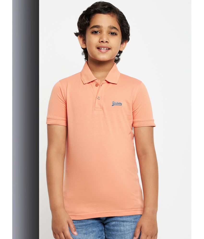     			UNIBERRY - Peach Cotton Blend Boy's Polo T-Shirt ( Pack of 1 )