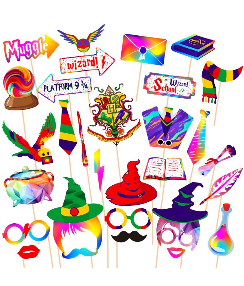     			Zyozi 30 PCS Hari Potter Party Photo Booth Props, Party Photo Booth Props for Kids Birthday Party Supplies (MULTICOLOR)