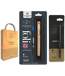 Parker Folio Antimicrobial Roller Copper Ion Plated Ball Pen with Black X Navigator