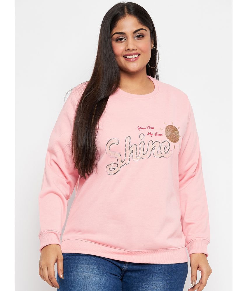     			AUSTIVO Fleece Pink Non Hooded Sweatshirt