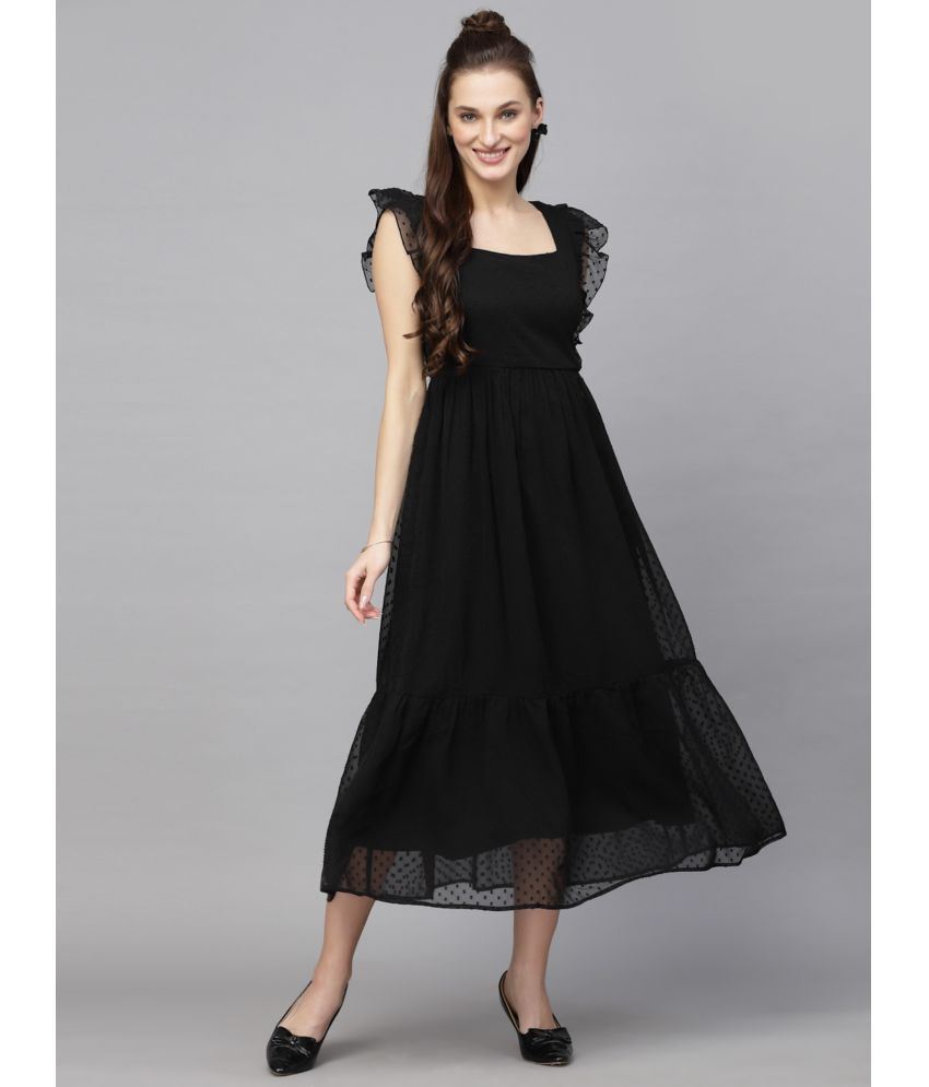     			Aika - Black Georgette Women's Fit & Flare Dress ( Pack of 1 )