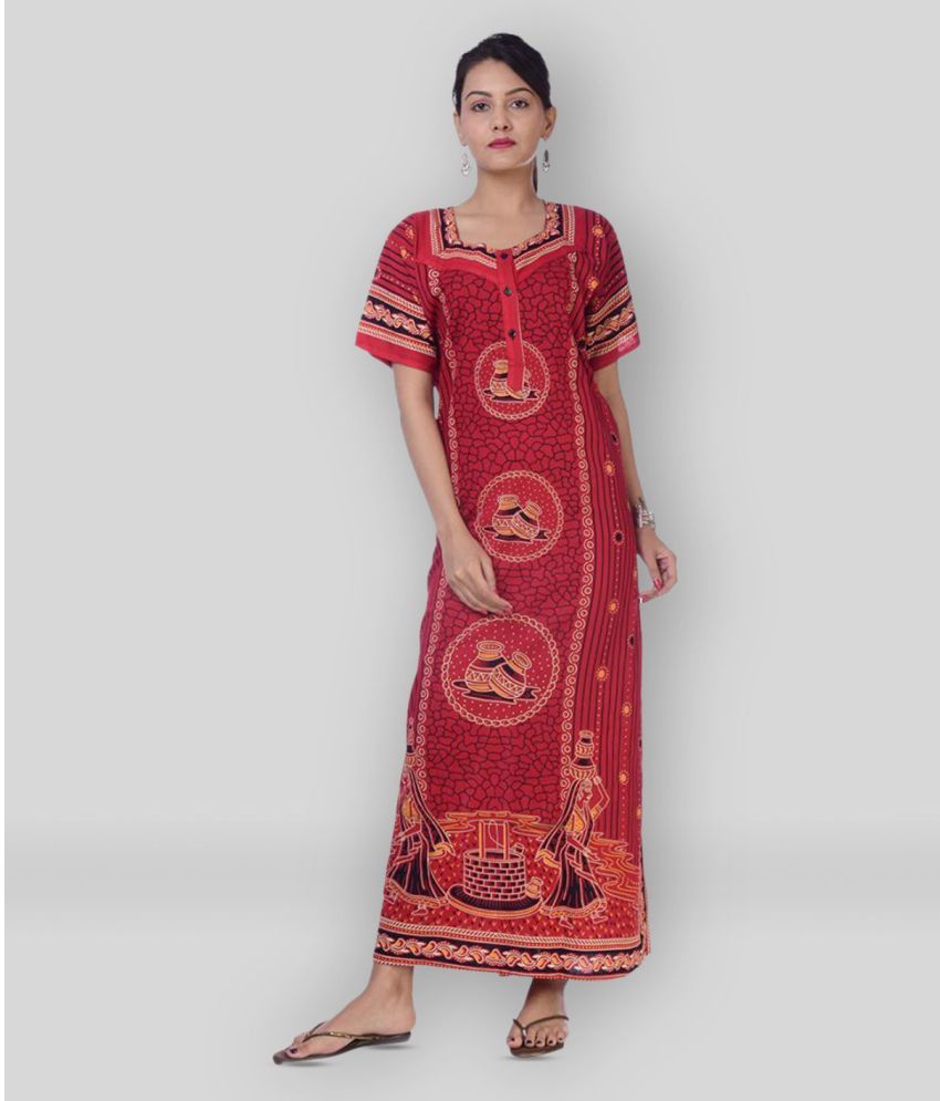     			Apratim - Red Cotton Women's Nightwear Nighty & Night Gowns ( Pack of 1 )