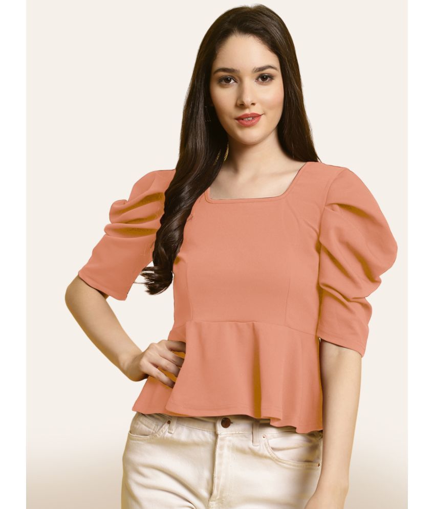     			Fabflee - Peach Polyester Women's Peplum Top ( Pack of 1 )